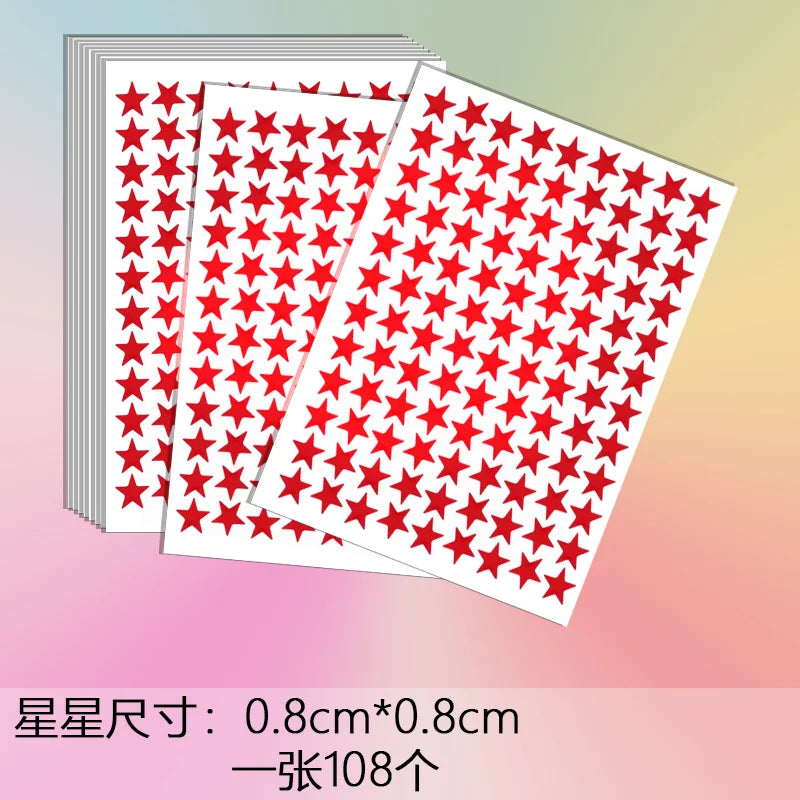 10sheets/bag Red Star Sticker Stamping Five Pointed Star Sticker Children's Reward Sticker Teacher Praise Label