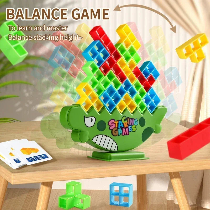 Stacking Blocks Tetra Tower Balance Game Stacking Building Blocks Puzzle Board Assembly Bricks Educational Toys for Child