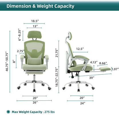 Ergonomic Reclining High Back Mesh Living Room Rocking Gaming Chair Computer Desk Swivel Rolling  Lumbar Support Pillow