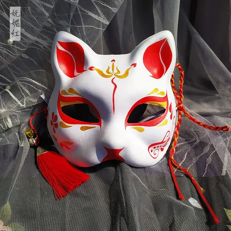 Blank Cat Masks DIY White Plain Party Cosplay Prop Painting Face Mask Unpainted Paper Fox Masks Craft Hand Halloween Accessories