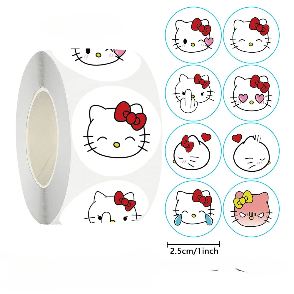 100-500pcs Kawaii Cat Thank You Stickers Round Cartoon Animal Adhesive seal Labels for Greeting Cards Gift Decoration Stationery