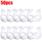 10-50PCS Therian Masks With Straps White Cat Masks Blank DIY Halloween Mask Animal Half Facemasks Masquerade Cosplay Party