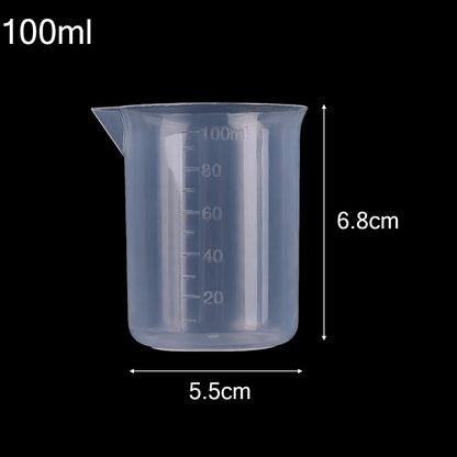 Wholesale 100ml Measuring Cup Transparent Plastic Scale Beaker Cups Lab Chemical Laboratory Container Jugs Kitchen Baking Tool