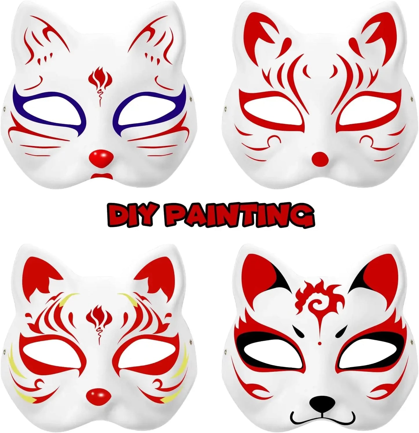 Blank Cat Masks DIY White Plain Party Cosplay Prop Painting Face Mask Unpainted Paper Fox Masks Craft Hand Halloween Accessories