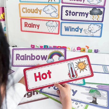 16 PCS Children learning Weather flash cards Teacher's teaching aids Classroom Decoration Card Baby kid Early Education toys