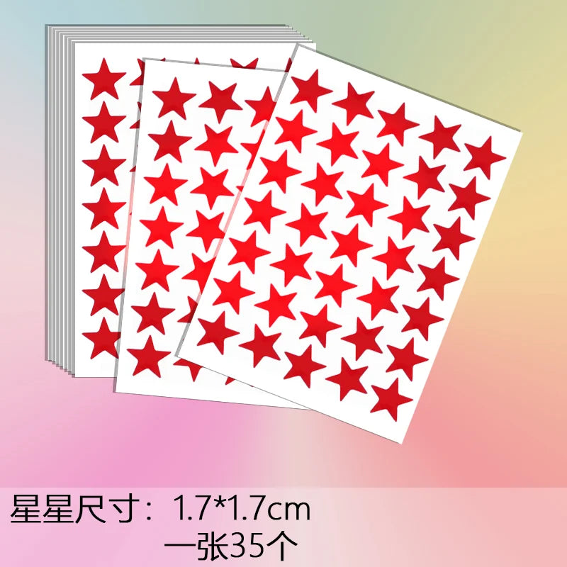 10sheets/bag Red Star Sticker Stamping Five Pointed Star Sticker Children's Reward Sticker Teacher Praise Label