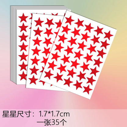 10sheets/bag Red Star Sticker Stamping Five Pointed Star Sticker Children's Reward Sticker Teacher Praise Label