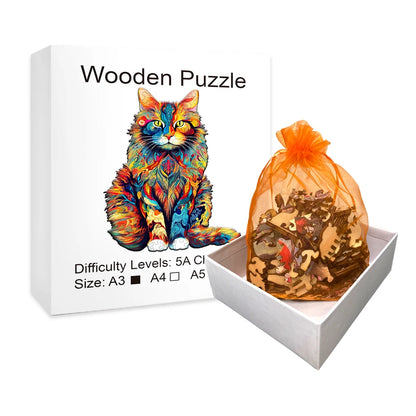 Wooden Puzzle Gifts - Colored Cat - Peacock - Adult Model Game - Children's Puzzle Toys - Intelligence Toy Game for Boys