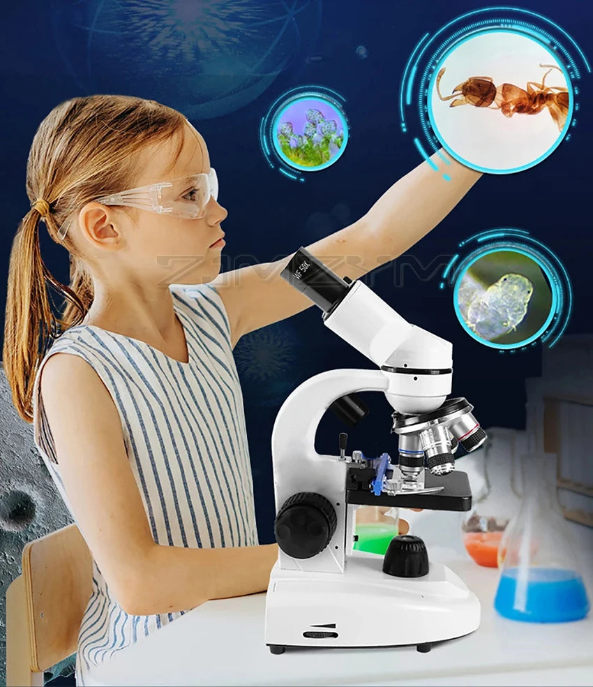 Zoom 30000X Biological HD Microscope Digital laboratory Compound Microscope with Wide-Field 10X and 50X Eyepieces for Lab