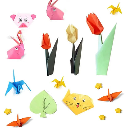 100pcs Square Origami Paper Solid Color Double Sides Folding Paper with 8mm Eyes Kids Handmade DIY Scrapbooking Craft 20x20cm