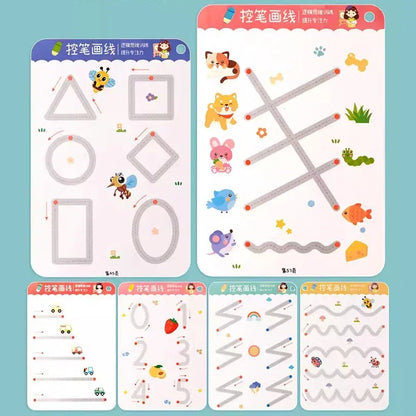 2024 Magical Tracing Workbook Set Children Pen Control Training Practice Copybook for Kids Early Educational Draw Line Card Toy