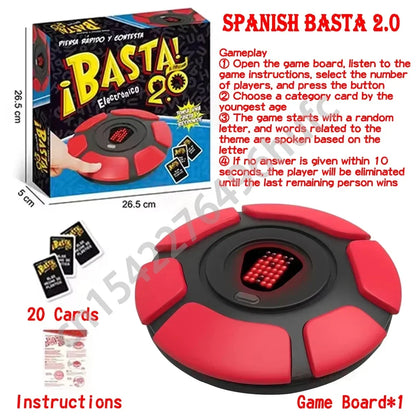 Basta 2.0 Spanish Board Games Quick Thinking Letters Pressing Digital Display Family Games Party Gifts Portable Basta En Español