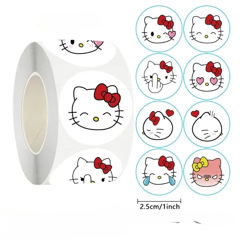 100-500pcs Kawaii Cat Thank You Stickers Round Cartoon Animal Adhesive seal Labels for Greeting Cards Gift Decoration Stationery