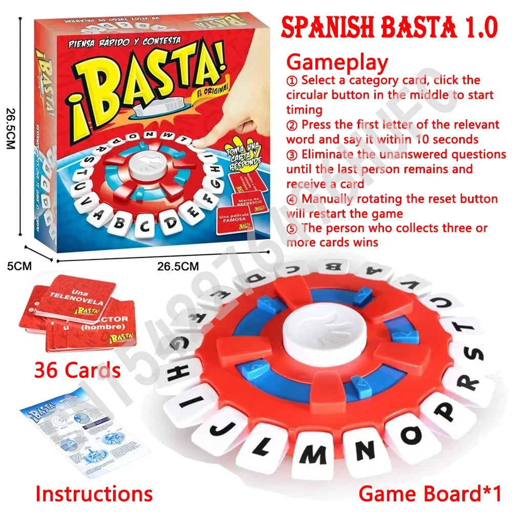 Basta 2.0 Spanish Board Games Quick Thinking Letters Pressing Digital Display Family Games Party Gifts Portable Basta En Español