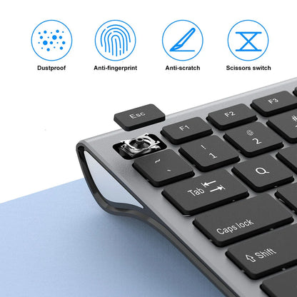 Jomaa USB Wireless Keyboard Ergonomic Scissor Design Keys Full Size Slim Office Computer Keyboard Russian/Spain/US Layout