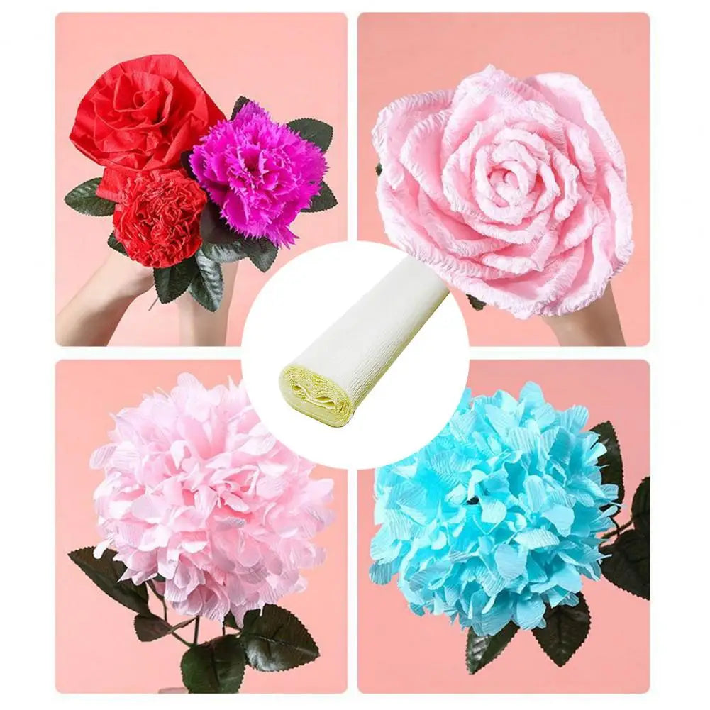 50*250cm Crepe Paper Thickened Crafts Paper Flowers' Material DIY Paper Flower Italian Style Papers Roll For Art Projects Decor