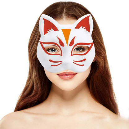 Blank Cat Masks DIY White Plain Party Cosplay Prop Painting Face Mask Unpainted Paper Fox Masks Craft Hand Halloween Accessories