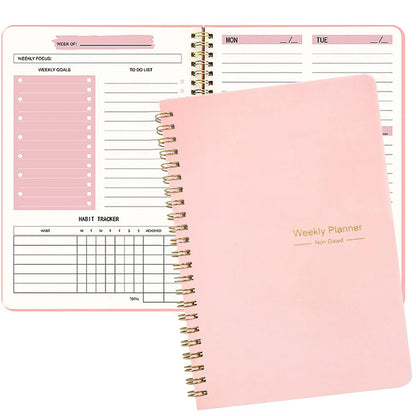 Planner Schedule Agenda Efficiency Notebook Daily Weekly Monthly Diary Journal for Students School Office Stationery Supplies