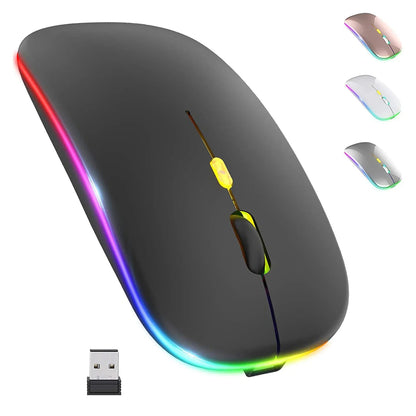 Rechargeable Wireless Mouse Colorful Backlit Mosue Silent Mute Computer Accessories for Home /Office / Games