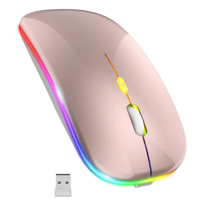 Rechargeable Wireless Mouse Colorful Backlit Mosue Silent Mute Computer Accessories for Home /Office / Games