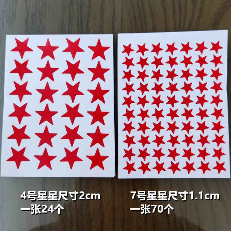 10sheets/bag Red Star Sticker Stamping Five Pointed Star Sticker Children's Reward Sticker Teacher Praise Label