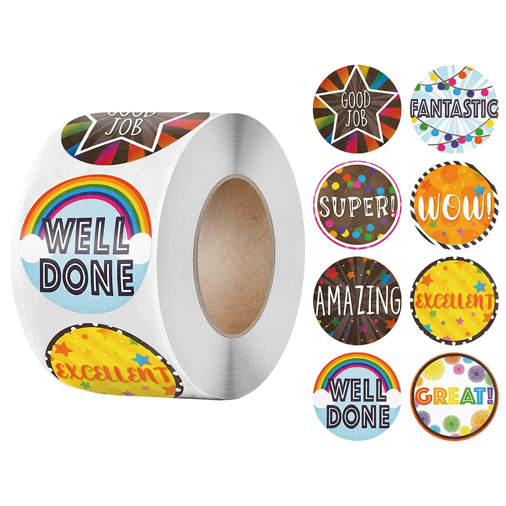 500pcs New Cute Reward Stickers With Well Done Motivational Stickers For School Teachers Notebook Homework Decorations Labels