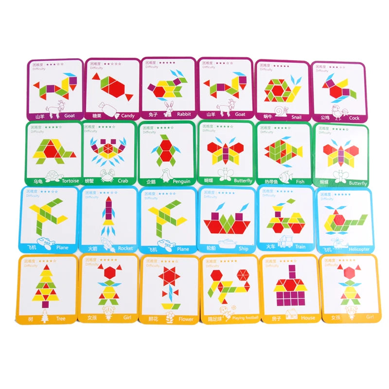 155pcs Wooden Jigsaw Creative Puzzle Board Set Colorful Baby Montessori Educational Learning DevelopingToys for Children Toys