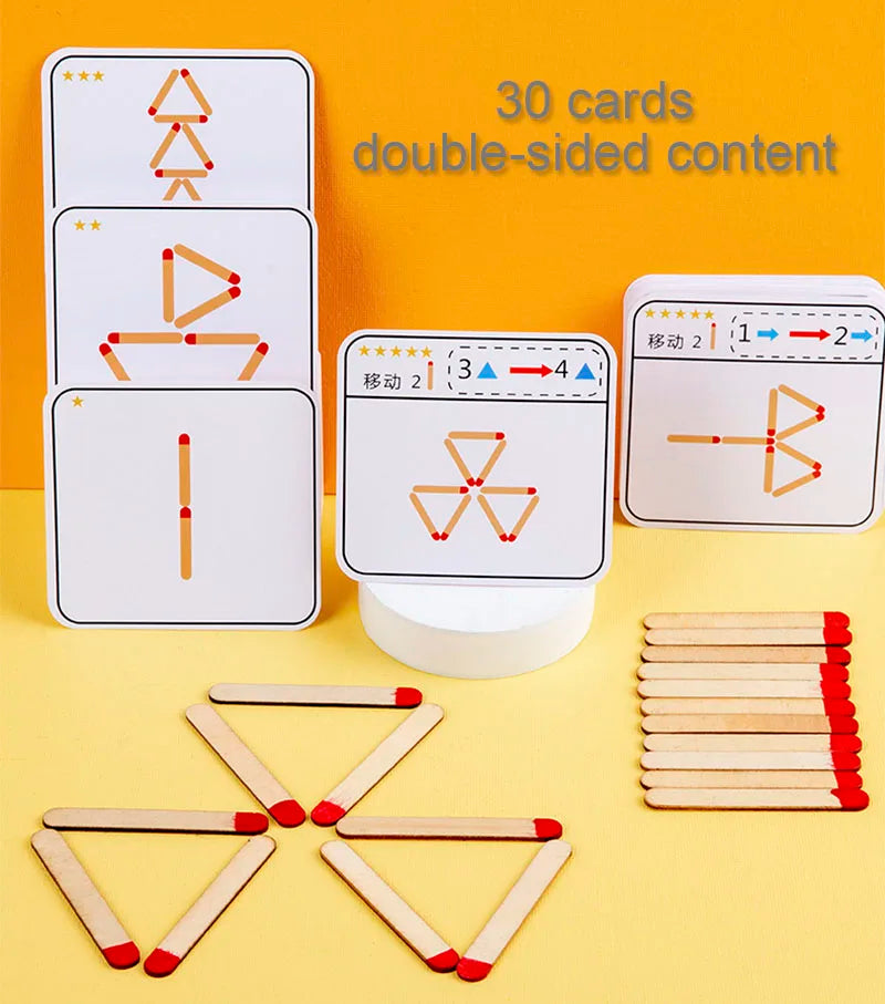 Montessori Matches Puzzles Game Wooden Toys DIY Math Geometry Board Game Thinking Match Logic Training Educational Toys For Kids