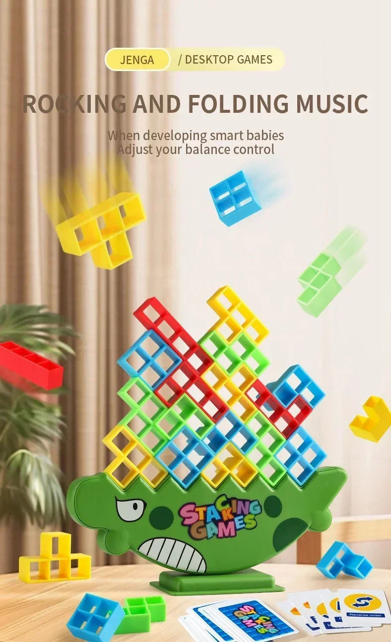 Stacking Blocks Tetra Tower Balance Game Stacking Building Blocks Puzzle Board Assembly Bricks Educational Toys for Child