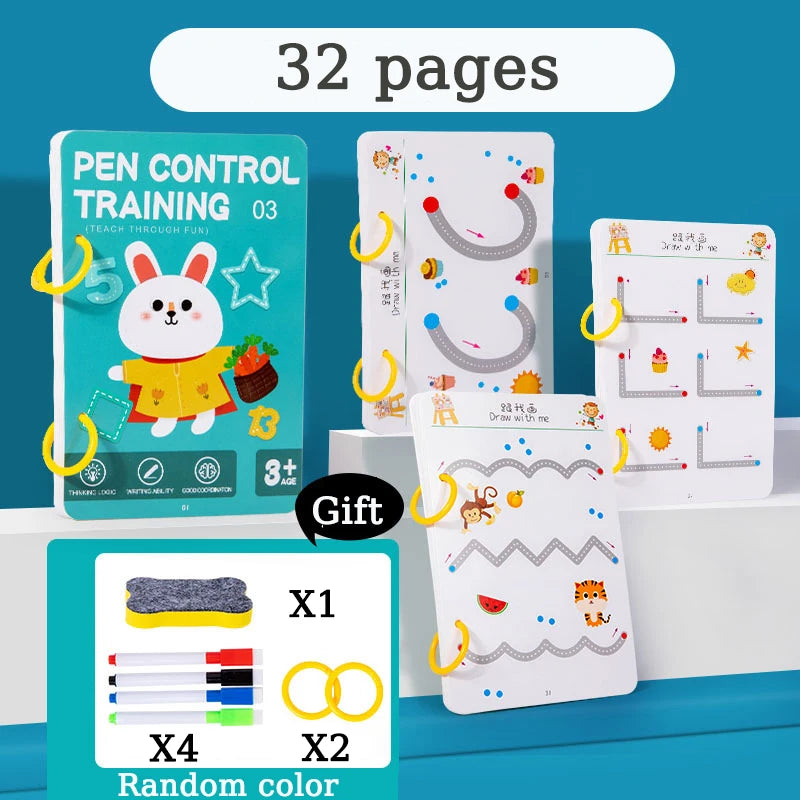 Training Book Magical Tracing Workbook Control Reusable Magic Practice Copybook Children Montessori Drawing Education Book