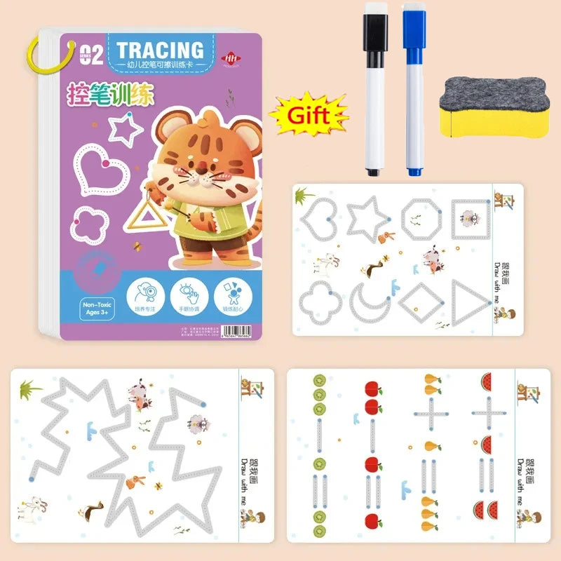 Training Book Magical Tracing Workbook Control Reusable Magic Practice Copybook Children Montessori Drawing Education Book