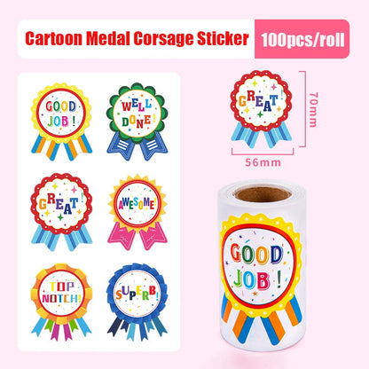 100-200pcs Medal Reward Sticker Small Red Flower Child Praise Sticker Kindergarten Elementary School Encouragement Badge Sticker