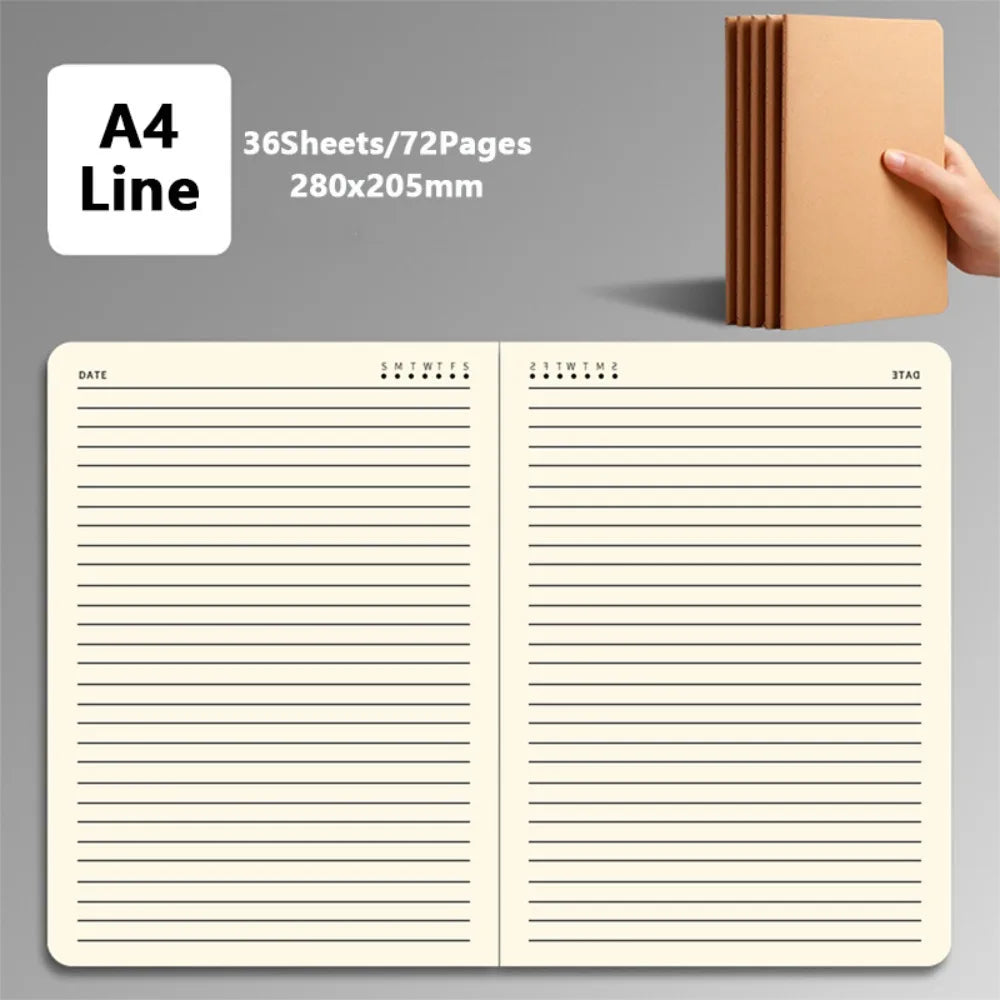 High Quality A4/B5 Notebook Kraft Cover Grid/Lined/Blank Notepad Sketchbook School