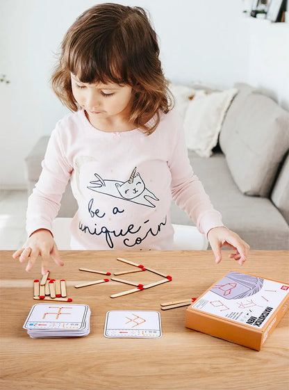 Montessori Matches Puzzles Game Wooden Toys DIY Math Geometry Board Game Thinking Match Logic Training Educational Toys For Kids