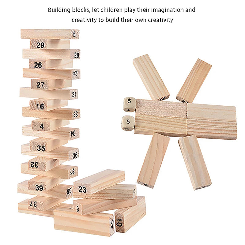 Solid Wood Puzzle Stacked High Stack Tower Drawing Block Children'S Parent-Child Interactive Board Game