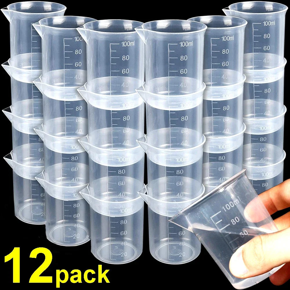 Wholesale 100ml Measuring Cup Transparent Plastic Scale Beaker Cups Lab Chemical Laboratory Container Jugs Kitchen Baking Tool