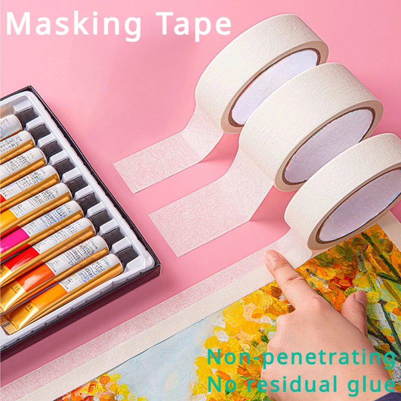 10m Long Masking Tape Beige Car Painting Car House Oil Painting Single-sided Masking Tape