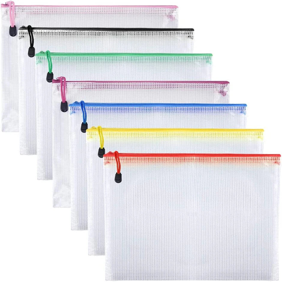 4pcs Stationery Storage Bag Folder File Mesh Zipper Pouch A3 A4 A5 A6 Document Bag Zip File Folders School Office Supplies