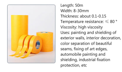 10PCS Yellow High Viscosity Painting Masking Paper Adhesive Painters Tape Beautiful Sewing Color Separation Tape Car stick