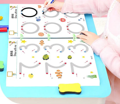 2024 Magical Tracing Workbook Set Children Pen Control Training Practice Copybook for Kids Early Educational Draw Line Card Toy