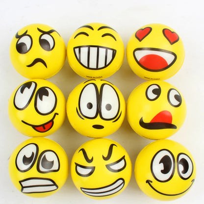 6PCS 6.3cm facial expression foam ball PU extrusion pressure ball outdoor sports decompression toy wrist sports children's toy