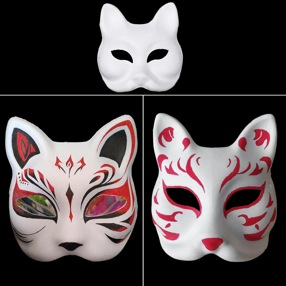 1/5pcs Blank White Mask Halloween Cosplay Women Men Face DIY Paintable Half Face Mask Animal Costume Party Decorate Craft Prop