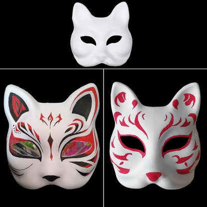 1/5pcs Blank White Mask Halloween Cosplay Women Men Face DIY Paintable Half Face Mask Animal Costume Party Decorate Craft Prop