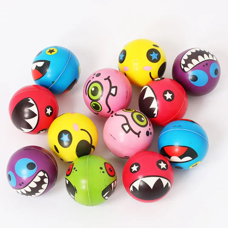 6PCS 6.3cm facial expression foam ball PU extrusion pressure ball outdoor sports decompression toy wrist sports children's toy