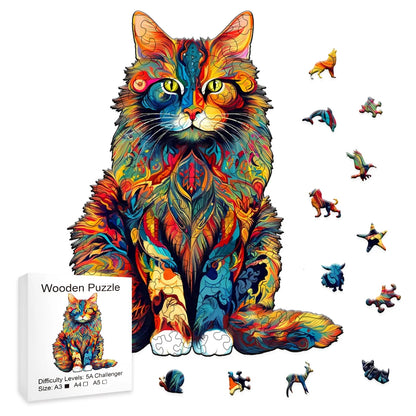 Wooden Puzzle Gifts - Colored Cat - Peacock - Adult Model Game - Children's Puzzle Toys - Intelligence Toy Game for Boys