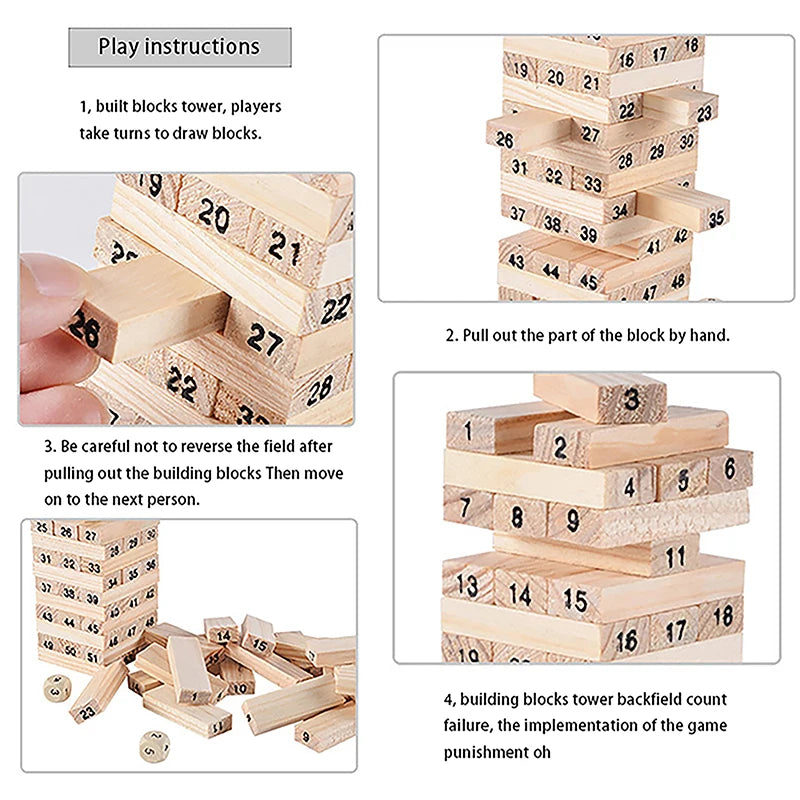 Solid Wood Puzzle Stacked High Stack Tower Drawing Block Children'S Parent-Child Interactive Board Game