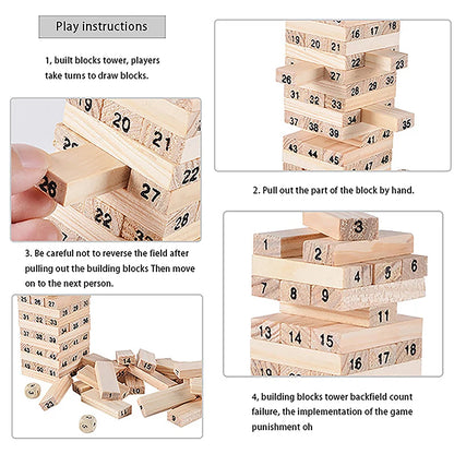 Solid Wood Puzzle Stacked High Stack Tower Drawing Block Children'S Parent-Child Interactive Board Game