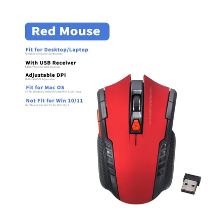 2.4Ghz Gaming Wireless Mouse for MacBook Air Pro 2018-2022 With USB Receiver 1000-1600 Adjustable DPI PC Computer Gaming Mouse