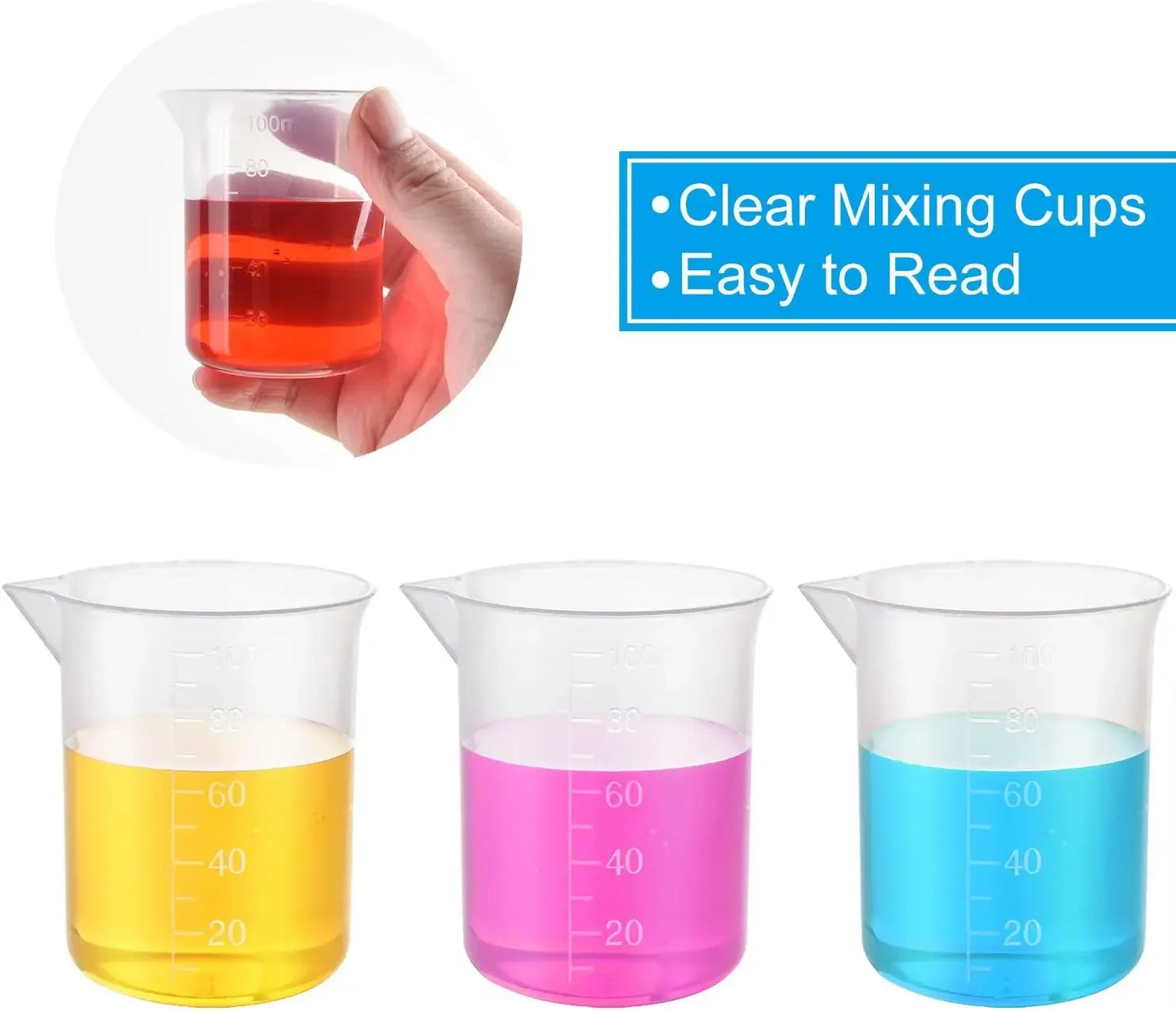 Wholesale 100ml Measuring Cup Transparent Plastic Scale Beaker Cups Lab Chemical Laboratory Container Jugs Kitchen Baking Tool