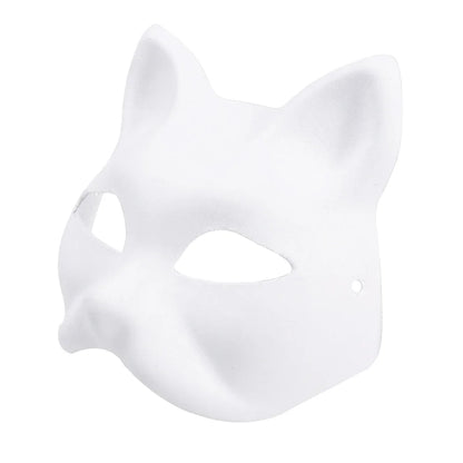 Blank Cat Masks DIY White Plain Party Cosplay Prop Painting Face Mask Unpainted Paper Fox Masks Craft Hand Halloween Accessories